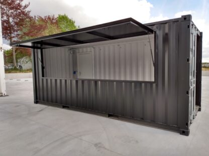 20 ft Barcontainer zwart met luik en elektriciteit