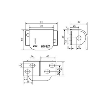Abloy® beschermde beugelhouder PL200-12 rechts - Afbeelding 2