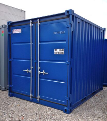 10ft opslagcontainer in wit, grijs en blauw