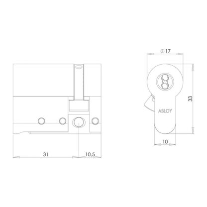Abloy® halve cilinder 30/10 Protec2 - Afbeelding 2