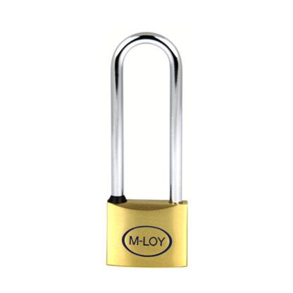 M-LOY Messing Hangslot 30mm met een hoge beugel van 60mm, corrosiebestendig en geschikt voor diverse toepassingen.