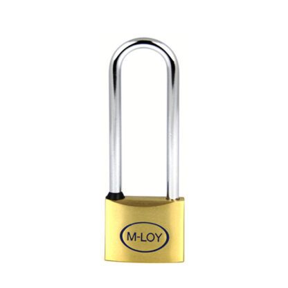 M-LOY Messing Hangslot 40mm met een hoge beugel van 60mm, corrosiebestendig en geschikt voor diverse toepassingen.